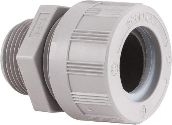 Woodhead Electrical - 20.62 to 23.8mm Capacity, Liquidtight, Straight Strain Relief Cord Grip - 1 NPT Thread, Nylon - Apex Tool & Supply