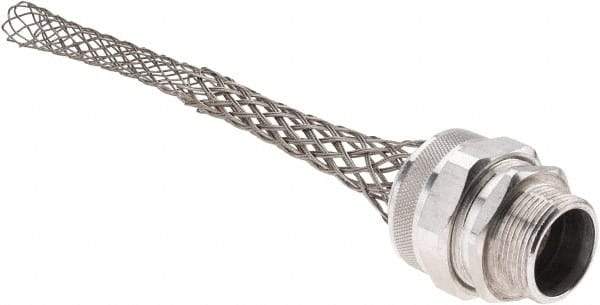 Woodhead Electrical - 31.75 to 34.93mm Capacity, Liquidtight, Straight Strain Relief Cord Grip - 1-1/4 NPT Thread, 12" Long, Aluminum - Apex Tool & Supply