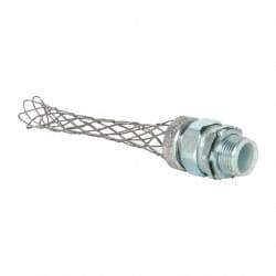 Woodhead Electrical - Liquidtight, Straight Strain Relief Cord Grip - 3/4 NPT Thread, 4-3/8" Long, Iron & Zinc-plated Steel - Apex Tool & Supply