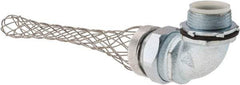 Woodhead Electrical - Liquidtight, Elbow Strain Relief Cord Grip - 1 NPT Thread, 5-1/4" Long, Iron & Zinc-plated Steel - Apex Tool & Supply