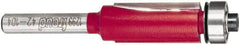 Freud - 1/2" Cut Diam, 1" Length of Cut, 7 Flute Flush Trim Edge Profile Router Bit - Carbide-Tipped, 1/4" Shank Diam, 2-13/16" OAL, Proprietary Coating - Apex Tool & Supply