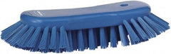 Vikan - 1.3" Bristle Length, Polyester Utility Scrub Brush - 7-3/4" Long x 3" Wide Head, 8" OAL, Blue, Polypropylene Block - Apex Tool & Supply