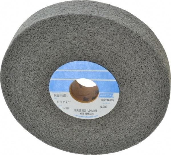 Norton - 6" Diam, 1" Face Width, 1" Center Hole, Fine Grade, Silicon Carbide Deburring Wheel - Convolute, Medium Density 6 Grade, 4,500 RPM - Apex Tool & Supply