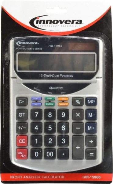 innovera - 12-Digit Portable Calculator - 18mm Display Size, White, Solar & Battery Powered, 7" Long x 4-3/4" Wide - Apex Tool & Supply