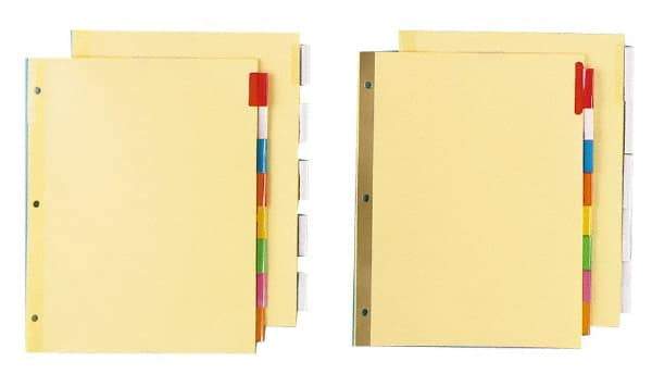 UNIVERSAL - 8-1/2 x 11" 8 Tabs, Double Side Gold Mylar Reinforced, Insertable Extended Tab Indexes - Clear Tabs, Buff Folder - Apex Tool & Supply
