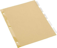 UNIVERSAL - 8-1/2 x 11" 5 Tabs, Single Sided Clear Mylar Reinforced Binding Edge, Insertable Tab Economy Indexes - Clear Tabs, Buff Folder - Apex Tool & Supply