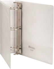 UNIVERSAL - 3" Sheet Capacity, 8-1/2 x 11", Round Ring Economy View Binder - Clear Matte Finish Overlay, White - Apex Tool & Supply