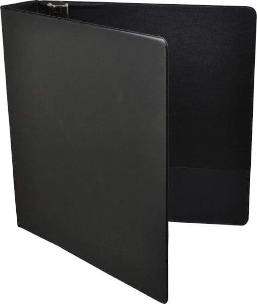 UNIVERSAL - 2" Sheet Capacity, 8-1/2 x 11", Round Ring Binder Without Label Holder - Suede Finish Vinyl Cover, Black - Apex Tool & Supply