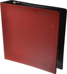 UNIVERSAL - 2" Sheet Capacity, 8-1/2 x 11", Round Ring Binder Without Label Holder - Suede Finish Vinyl Cover, Red - Apex Tool & Supply