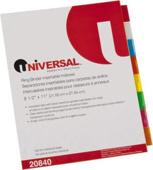 UNIVERSAL - 8-1/2 x 11" 8 Tabs, Single Sided Clear Mylar Reinforced Binding Edge, Insertable Tab Economy Indexes - Multicolor Tabs, Buff Folder - Apex Tool & Supply