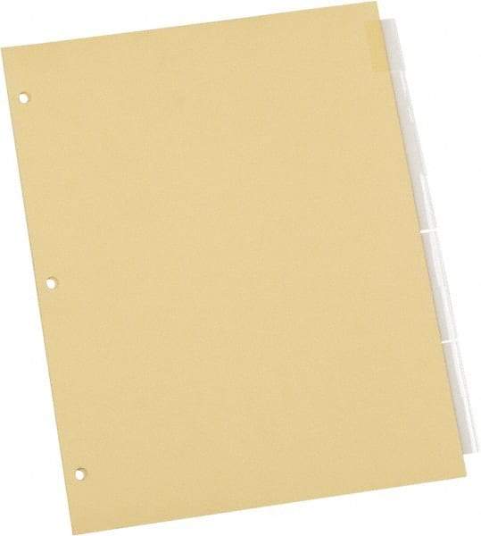 UNIVERSAL - 8-1/2 x 11" 8 Tabs, Single Sided Clear Mylar Reinforced Binding Edge, Insertable Tab Economy Indexes - Clear Tabs, Buff Folder - Apex Tool & Supply