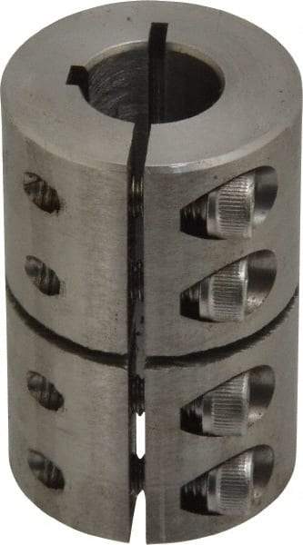 Climax Metal Products - 1/2" Inside x 1-1/8" Outside Diam, One Piece Split Clamping Collar with Keyway - 1-3/4" Long x 1/8" Keyway Width x 1/16" Keyway Depth - Apex Tool & Supply