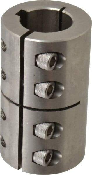 Climax Metal Products - 1" Inside x 1-3/4" Outside Diam, One Piece Split Clamping Collar with Keyway - 3" Long x 1/4" Keyway Width x 1/8" Keyway Depth - Apex Tool & Supply