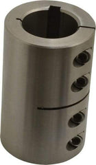 Climax Metal Products - 1-1/4" Inside x 2-1/16" Outside Diam, One Piece Split Clamping Collar with Keyway - 3-1/4" Long x 1/4" Keyway Width x 1/8" Keyway Depth - Apex Tool & Supply