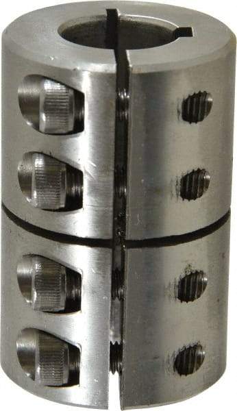 Climax Metal Products - 5/8" Inside x 1-5/16" Outside Diam, One Piece Split Clamping Collar with Keyway - 2" Long x 3/16" Keyway Width x 3/32" Keyway Depth - Apex Tool & Supply