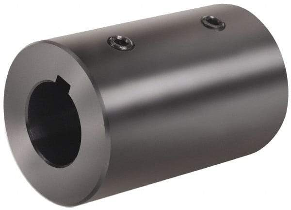 Climax Metal Products - 35mm Inside x 63mm Outside Diam, Metric Set Screw Rigid Coupling with Keyway - 114mm Long x 10mm Keyway Width x 3.3mm Keyway Depth - Apex Tool & Supply