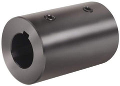 Climax Metal Products - 25mm Inside x 50mm Outside Diam, Metric Set Screw Rigid Coupling with Keyway - 76mm Long x 8mm Keyway Width x 3.3mm Keyway Depth - Apex Tool & Supply