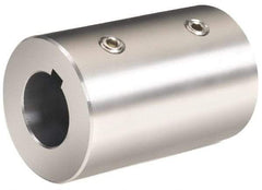 Climax Metal Products - 25mm Inside x 50mm Outside Diam, Metric Set Screw Rigid Coupling with Keyway - 76mm Long x 8mm Keyway Width x 3.3mm Keyway Depth - Apex Tool & Supply