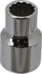 Proto - 3/8" Drive, Standard Hand Socket - 12 Points, 1-3/32" OAL, Chrome Finish - Apex Tool & Supply