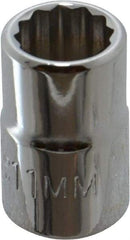 Proto - 3/8" Drive, Standard Hand Socket - 12 Points, 1-3/32" OAL, Chrome Finish - Apex Tool & Supply