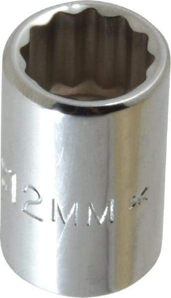 Proto - 3/8" Drive, Standard Hand Socket - 12 Points, 1-1/8" OAL, Chrome Finish - Apex Tool & Supply