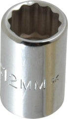Proto - 3/8" Drive, Standard Hand Socket - 12 Points, 1-1/8" OAL, Chrome Finish - Apex Tool & Supply