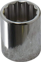 Proto - 3/8" Drive, Standard Hand Socket - 12 Points, 1-1/8" OAL, Chrome Finish - Apex Tool & Supply