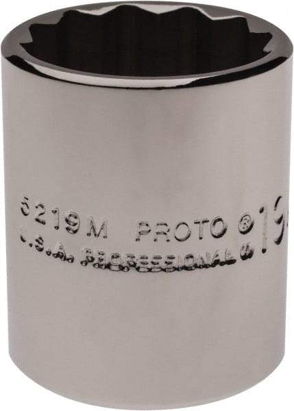 Proto - 3/8" Drive, Standard Hand Socket - 12 Points, 1-3/16" OAL, Chrome Finish - Apex Tool & Supply
