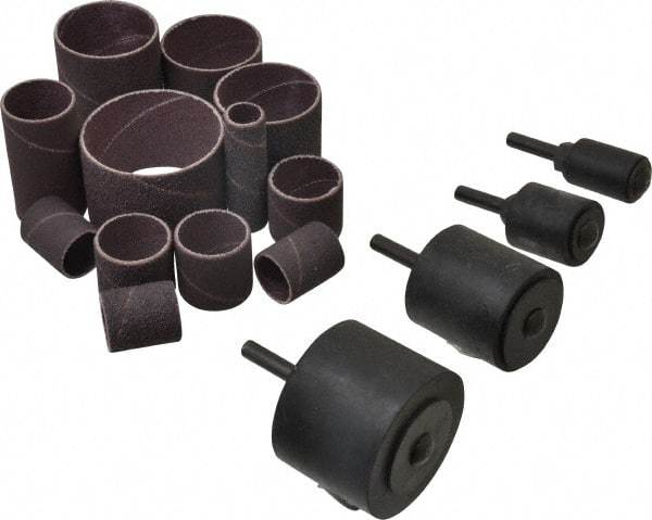 Merit Abrasives - 8-Piece Spiral Band Kit - Includes 3/4 to 2" Diam & 1 to 1-1/2" Wide Band Drums in Coarse, Medium & Fine Grades - Apex Tool & Supply
