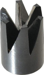 Made in USA - 60° Included Angle, 3/8-24" Hole Thread, Chamfer Edge, High Speed Steel, Outer Tube Edge Finishing Cutter - 7/8" Cutter Head Outside Diam, 1/2" Max Workpiece, 1-1/4" Long, 1/8" Threaded Hole Diam - Apex Tool & Supply
