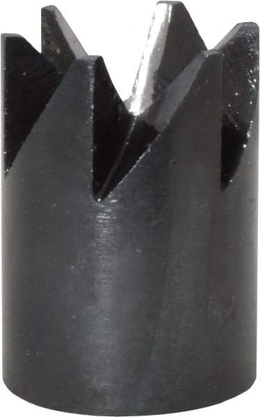 Made in USA - 90° Included Angle, 3/8-24" Hole Thread, Chamfer Edge, High Speed Steel, Outer Tube Edge Finishing Cutter - 7/8" Cutter Head Outside Diam, 1/2" Max Workpiece, 1-1/4" Long, 1/8" Threaded Hole Diam - Apex Tool & Supply