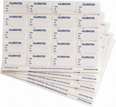 Made in USA - Calibration Label - Legend: Calibration, English, Blue & White, 5/8" Long x 1-1/4" High, No Coating - Apex Tool & Supply