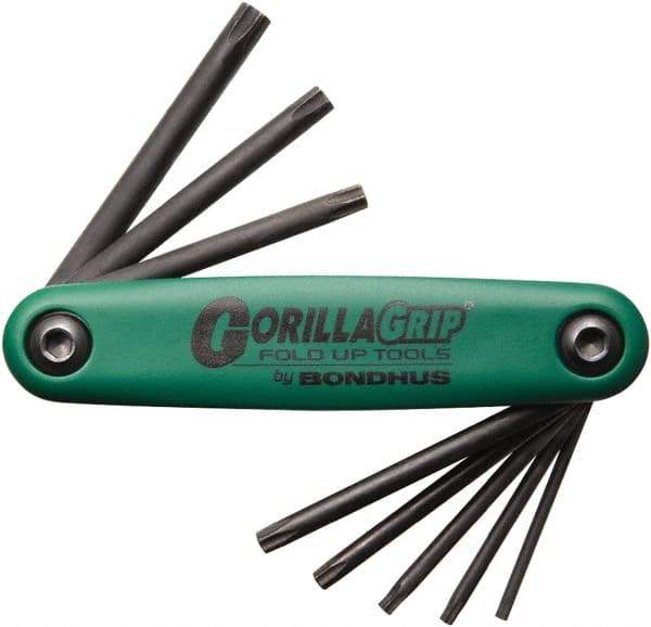 Bondhus - 8 Piece TR9 to T40 Fold-Up Torx Key Set - T9, T10, T15, T20, T25, T27, T30, T40 Torx Size - Apex Tool & Supply