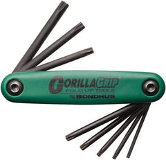 Bondhus - 8 Piece TR9 to T40 Fold-Up Torx Key Set - T9, T10, T15, T20, T25, T27, T30, T40 Torx Size - Apex Tool & Supply