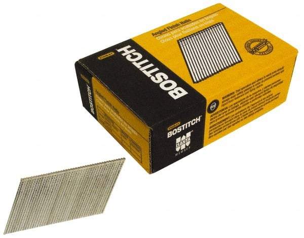 Stanley Bostitch - 15 Gauge 0.072" Shank Diam 2-1/4" Long Finishing Nails for Power Nailers - Steel, Galvanized Finish, Angled Stick Collation, Chisel Point - Apex Tool & Supply