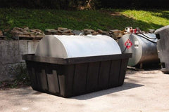 Eagle - 635 Gal Sump, 10,000 Lb Capacity, 1 Drum, Polyethylene Spill Deck or Pallet - 88" Long x 62" Wide x 33" High, Black, Drain Included, Horizontal, 1 Tank Drum Configuration - Apex Tool & Supply