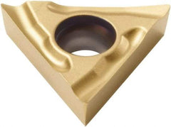 Seco - TCGT21.51 UX Grade CP500 Carbide Turning Insert - TiAlN/TiN Finish, 60° Triangle, 1/4" Inscr Circle, 3/32" Thick, 1/64" Corner Radius - Apex Tool & Supply