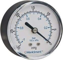 Value Collection - 2-1/2" Dial, 1/4 Thread, 30-0 Scale Range, Pressure Gauge - Center Back Connection Mount, Accurate to 3-2-3% of Scale - Apex Tool & Supply