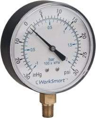 Value Collection - 3-1/2" Dial, 1/4 Thread, 0-200 Scale Range, Pressure Gauge - Lower Connection Mount, Accurate to 3-2-3% of Scale - Apex Tool & Supply