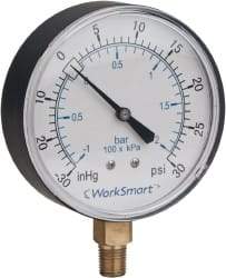 Value Collection - 2" Dial, 1/4 Thread, 0-300 Scale Range, Pressure Gauge - Lower Connection Mount, Accurate to 3-2-3% of Scale - Apex Tool & Supply
