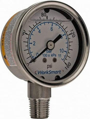 Value Collection - 2" Dial, 1/4 Thread, 0-160 Scale Range, Pressure Gauge - Lower Connection Mount, Accurate to 3-2-3% of Scale - Apex Tool & Supply