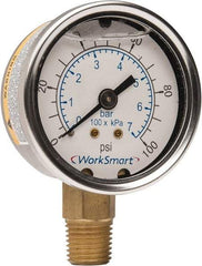 Value Collection - 2" Dial, 1/4 Thread, 0-100 Scale Range, Pressure Gauge - Lower Connection Mount, Accurate to 3-2-3% of Scale - Apex Tool & Supply