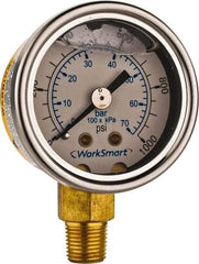 Value Collection - 1-1/2" Dial, 1/8 Thread, 0-1,000 Scale Range, Pressure Gauge - Lower Connection Mount, Accurate to 3-2-3% of Scale - Apex Tool & Supply