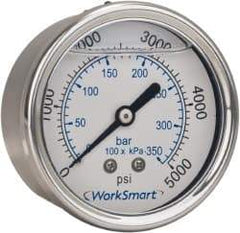 Value Collection - 2-1/2" Dial, 1/4 Thread, 0-15 Scale Range, Pressure Gauge - Center Back Connection Mount, Accurate to 3-2-3% of Scale - Apex Tool & Supply