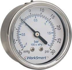 Value Collection - 2-1/2" Dial, 1/4 Thread, 0-15 Scale Range, Pressure Gauge - Center Back Connection Mount, Accurate to 3-2-3% of Scale - Apex Tool & Supply