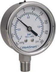 Value Collection - 2-1/2" Dial, 1/4 Thread, 0-3,000 Scale Range, Pressure Gauge - Lower Connection Mount, Accurate to 3-2-3% of Scale - Apex Tool & Supply