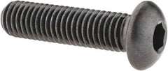 Made in USA - 1/2-13 UNC Hex Socket Drive, Button Screw - Alloy Steel, Black Oxide Finish, Fully Threaded, 2" Length Under Head - Apex Tool & Supply