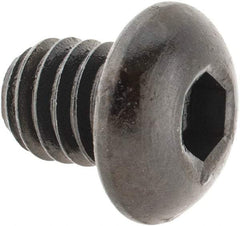 Made in USA - 5/16-18 UNC Hex Socket Drive, Button Screw - Alloy Steel, Black Oxide Finish, Fully Threaded, 3/8" Length Under Head - Apex Tool & Supply