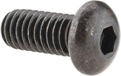 Made in USA - 5/16-18 UNC Hex Socket Drive, Button Screw - Alloy Steel, Black Oxide Finish, Fully Threaded, 3/4" Length Under Head - Apex Tool & Supply
