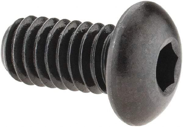 Made in USA - 5/16-18 UNC Hex Socket Drive, Button Screw - Alloy Steel, Black Oxide Finish, Fully Threaded, 5/8" Length Under Head - Apex Tool & Supply